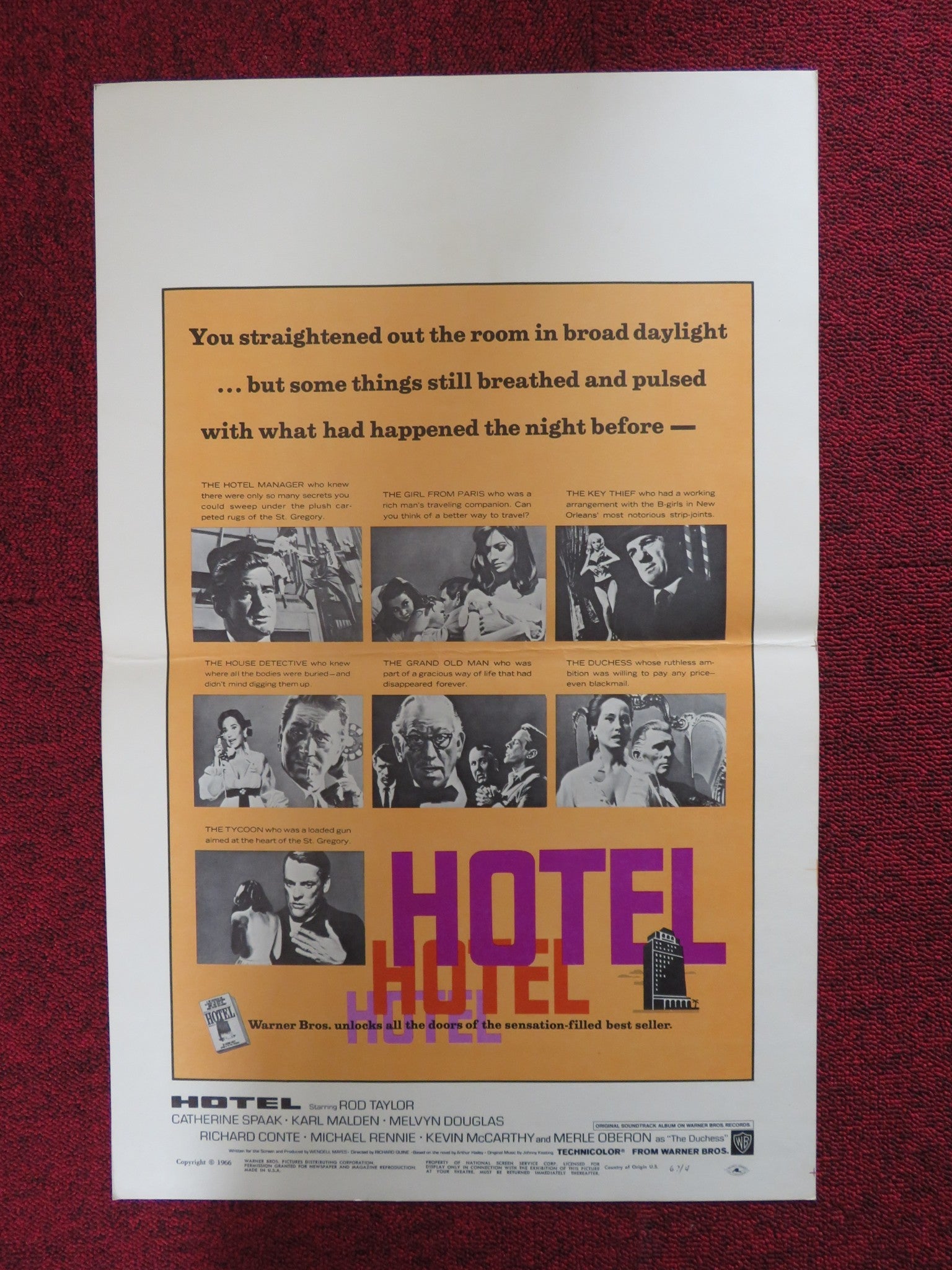 HOTEL WINDOW CARD (14"x 22") POSTER ROD TAYLOR CATHERINE SPAAK 1966 Rendezvous Cinema Movie posters