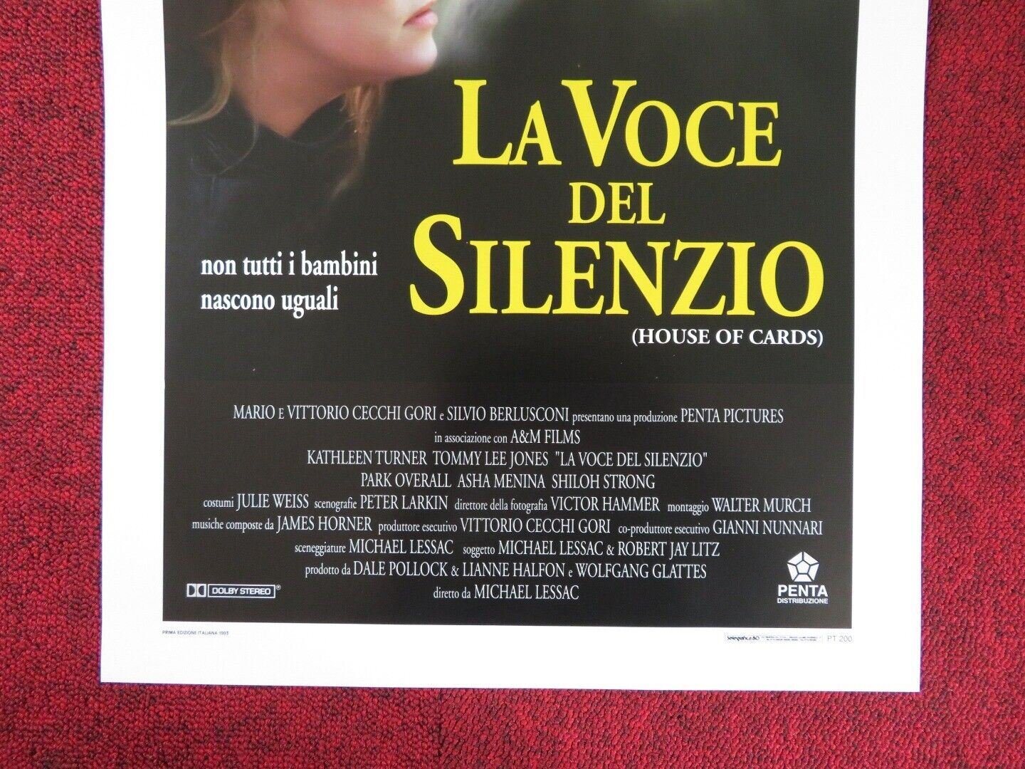 HOUSE OF CARDS ITALIAN LOCANDINA (27.5"x13") POSTER TOMMY LEE JONES 1993 Movie posters