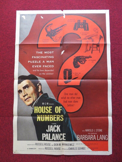 HOUSE OF NUMBERS FOLDED US ONE SHEET POSTER JACK PALANCE HAROLD J. STONE 1957 Movie posters