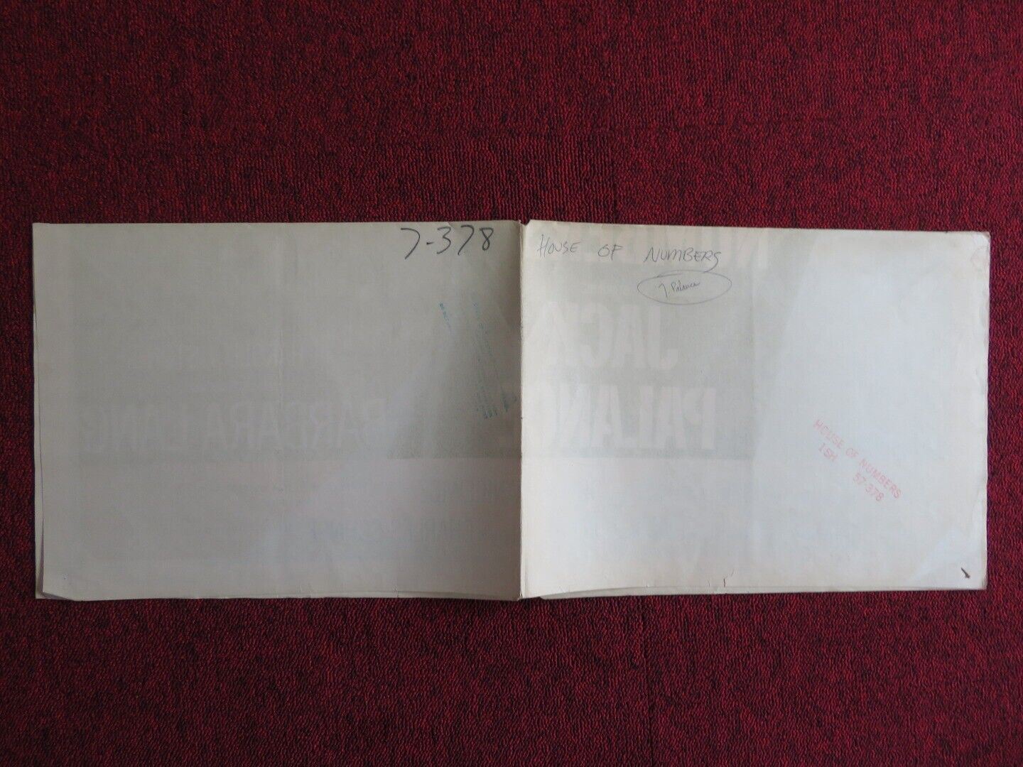 HOUSE OF NUMBERS FOLDED US ONE SHEET POSTER JACK PALANCE HAROLD J. STONE 1957 Movie posters