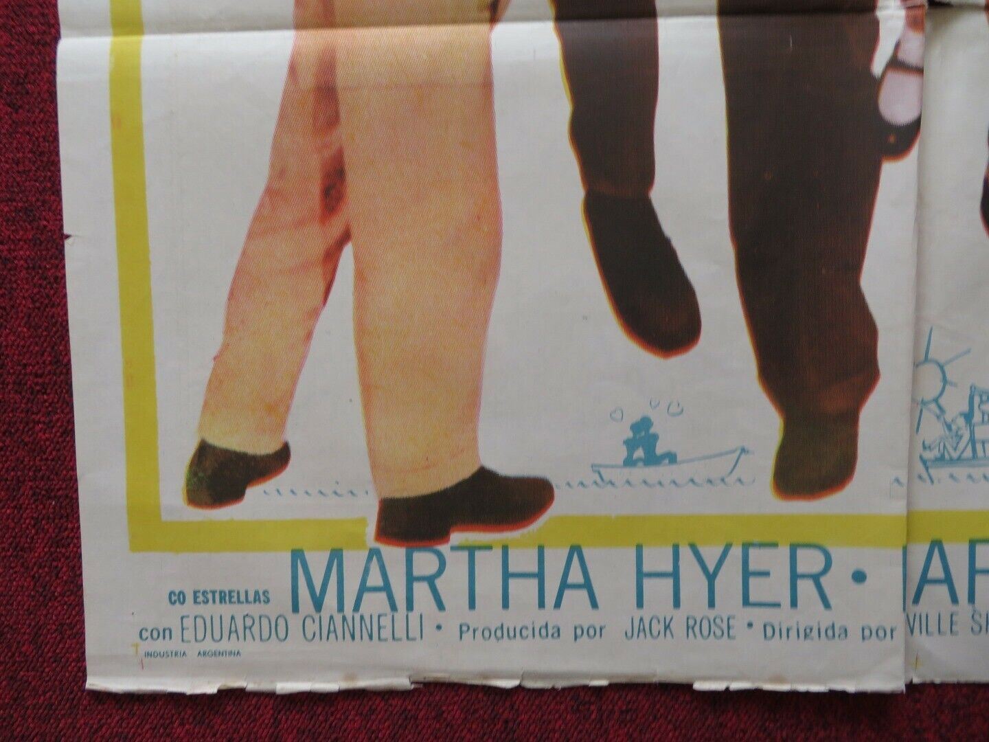 HOUSEBOAT ARGENTINA ONE SHEET FOLDED POSTER CAREY GRANT SOPHIA LOREN 1958 - Rendezvous Cinema