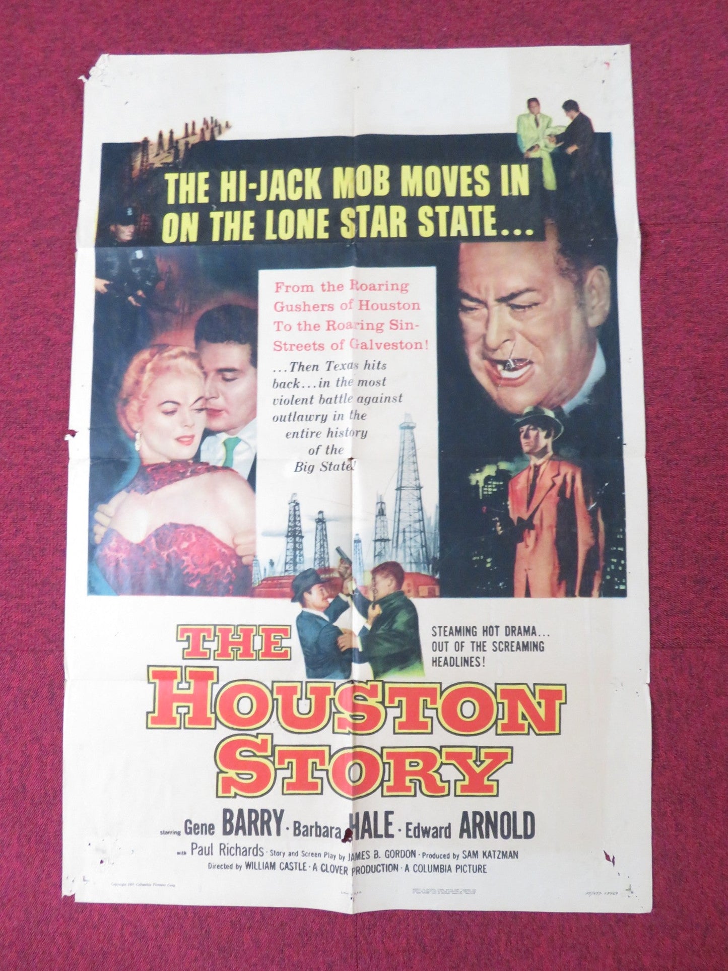 HOUSTON STORY FOLDED US ONE SHEET POSTER GENE BARRY BARBARA HALE 1955 Rendezvous Cinema Movie posters