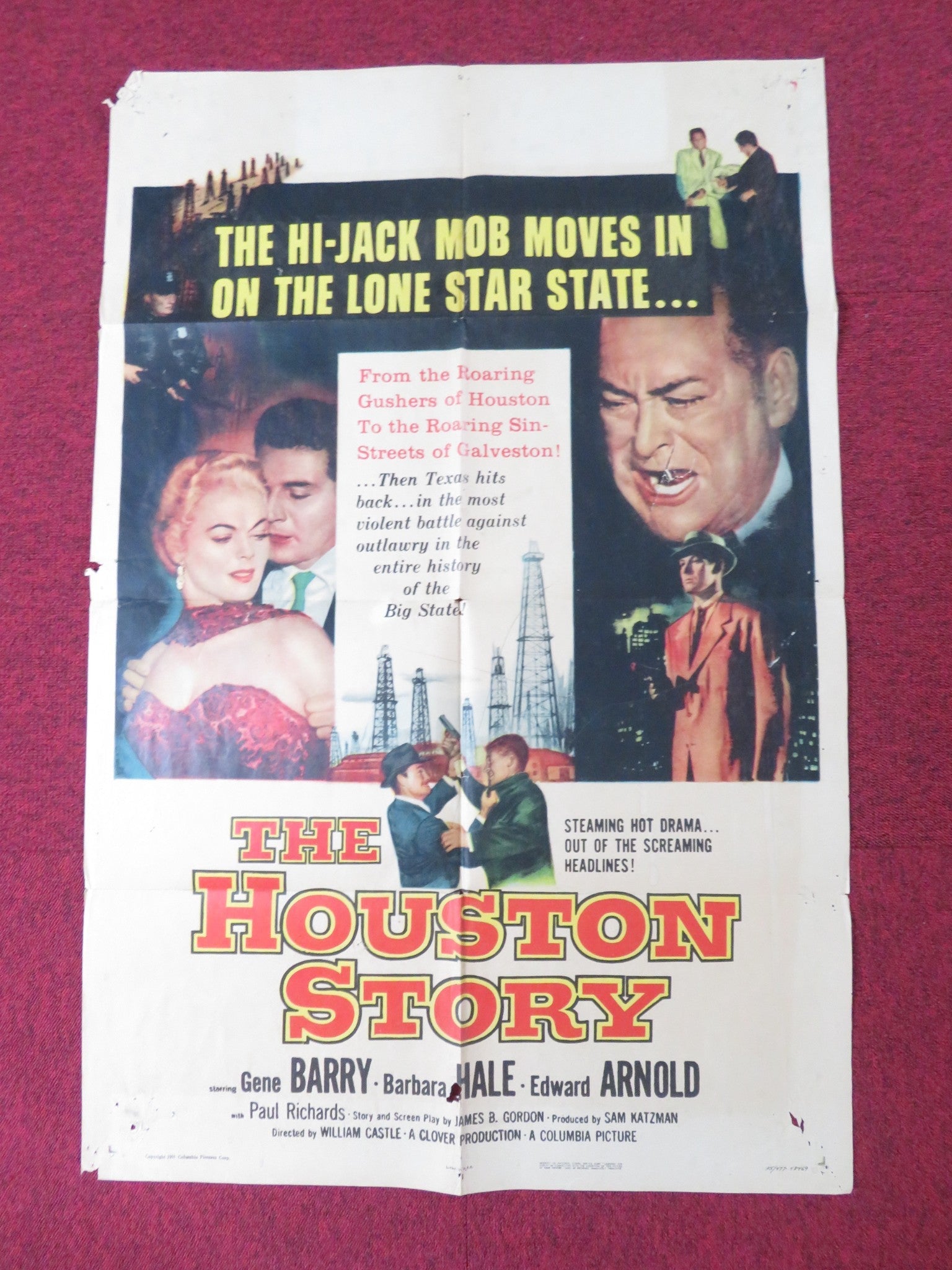 HOUSTON STORY FOLDED US ONE SHEET POSTER GENE BARRY BARBARA HALE 1955 Rendezvous Cinema Movie posters