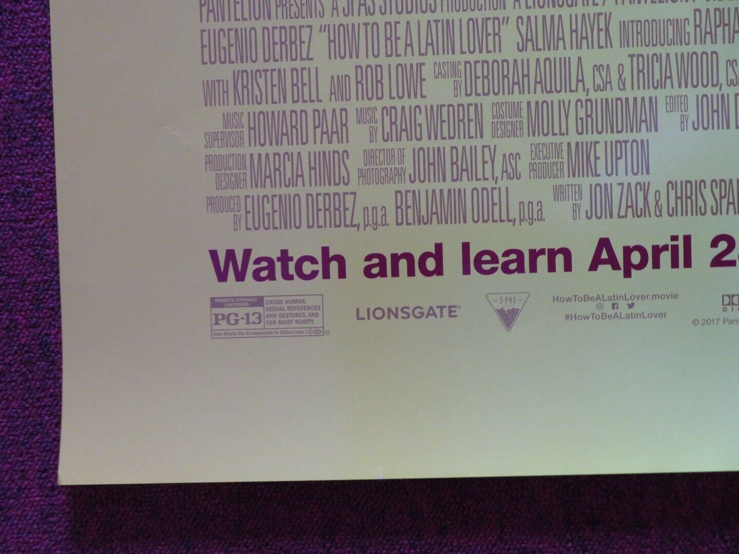 HOW TO BE A LATIN LOVER US ONE SHEET ROLLED POSTER EUGENIO DERBEZ 2017 Movie posters