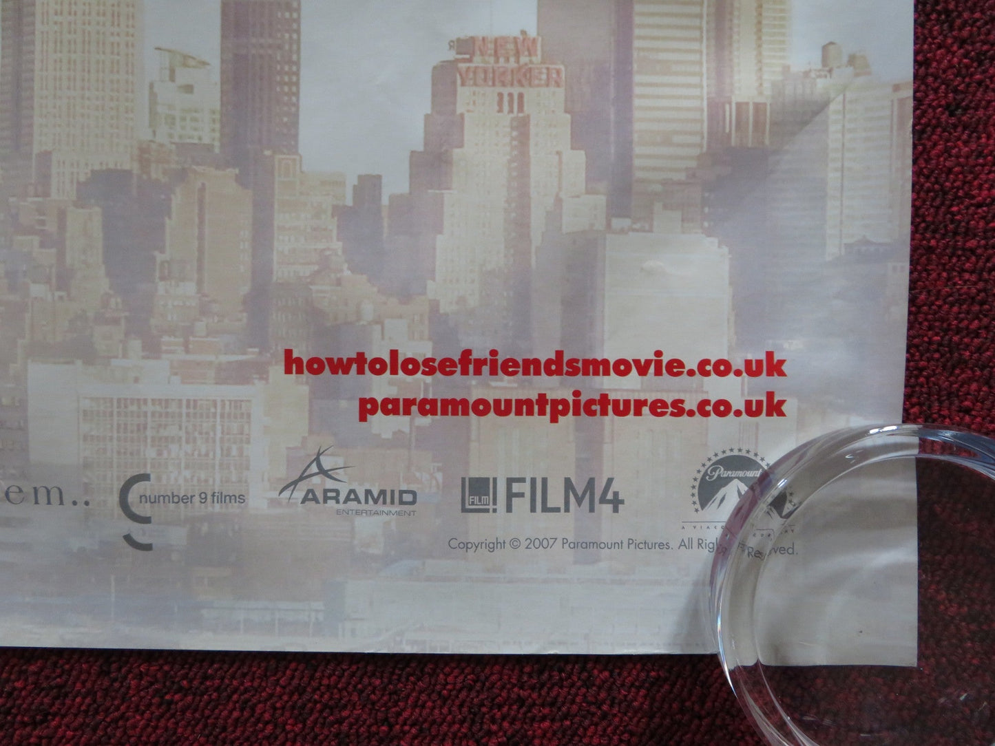 HOW TO LOSE FRIENDS & ALIENATE PEOPLE QUAD (30"x 40") ROLLED POSTER 2008 Rendezvous Cinema Movie posters