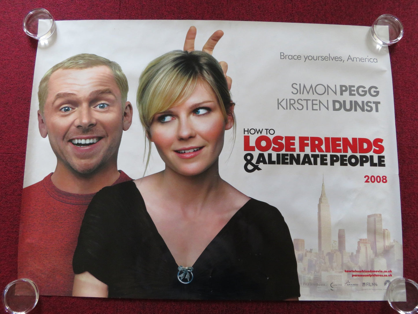 HOW TO LOSE FRIENDS & ALIENATE PEOPLE QUAD (30"x 40") ROLLED POSTER 2008 Rendezvous Cinema Movie posters