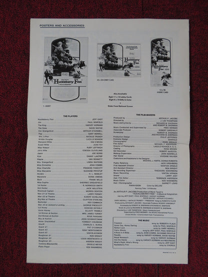 HUCKLEBERRY FINN UNCUT UNITED ARTISTS FOLDED PRESS BOOK JEFF EAST 1974 Rendezvous Cinema Movie posters