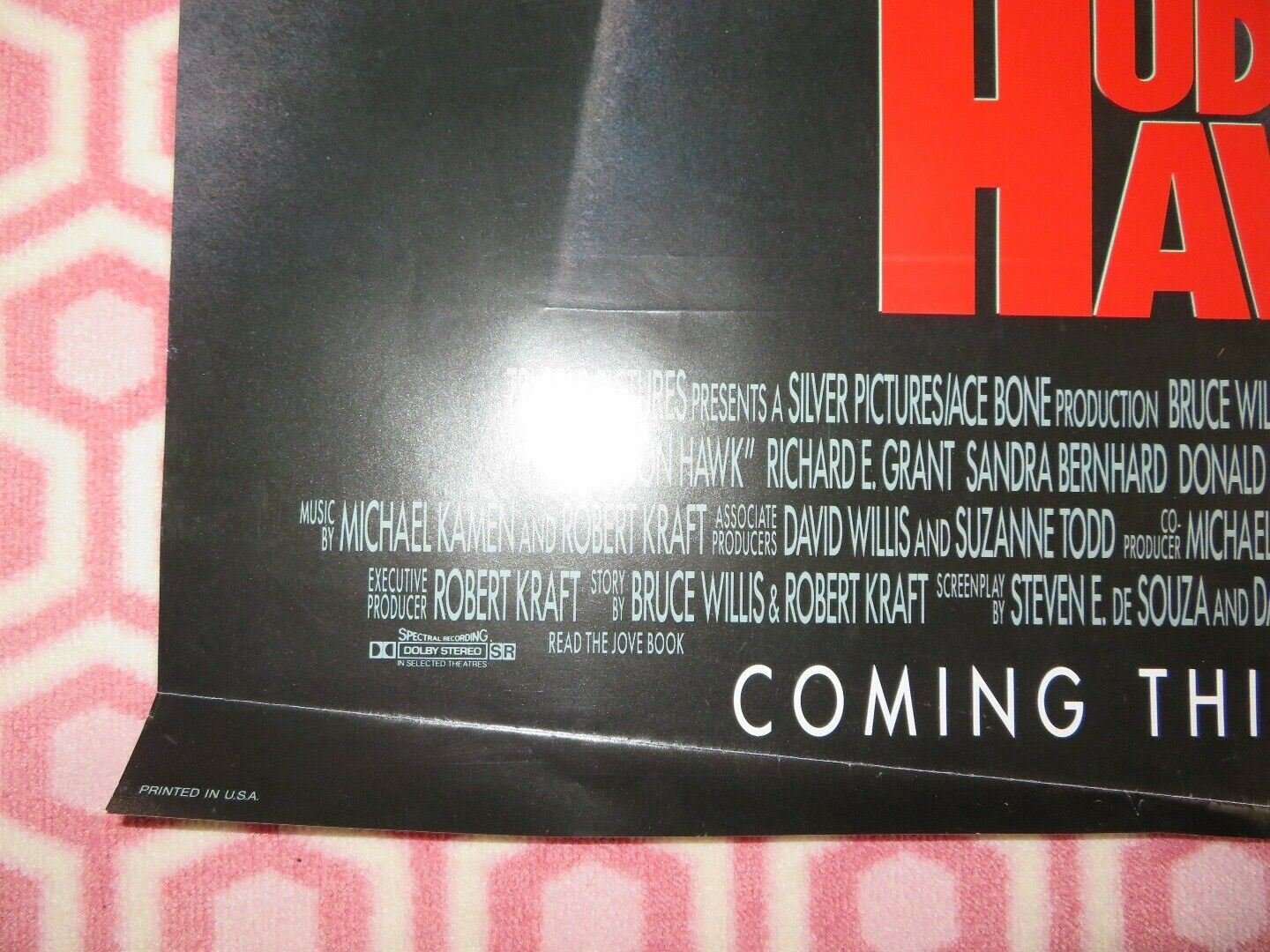 HUDSON HAWK ONE SHEET ROLLED POSTER BRUCE WILLIS ADVANCE 1991 - Rendezvous Cinema