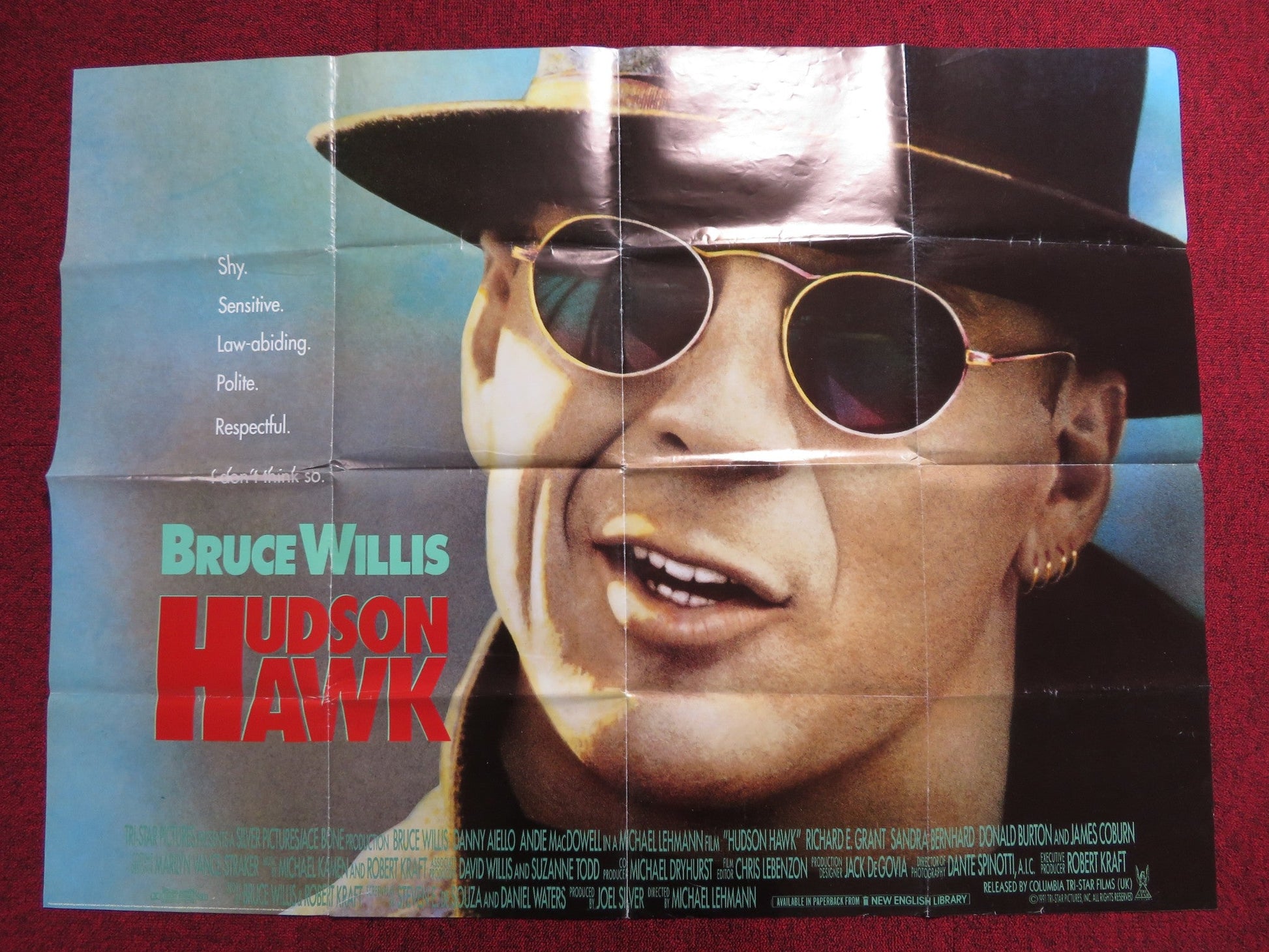 HUDSON HAWK UK QUAD POSTER FOLDED BRUCE WILLIS ANDIE MACDOWELL 1991 Rendezvous Cinema Movie posters
