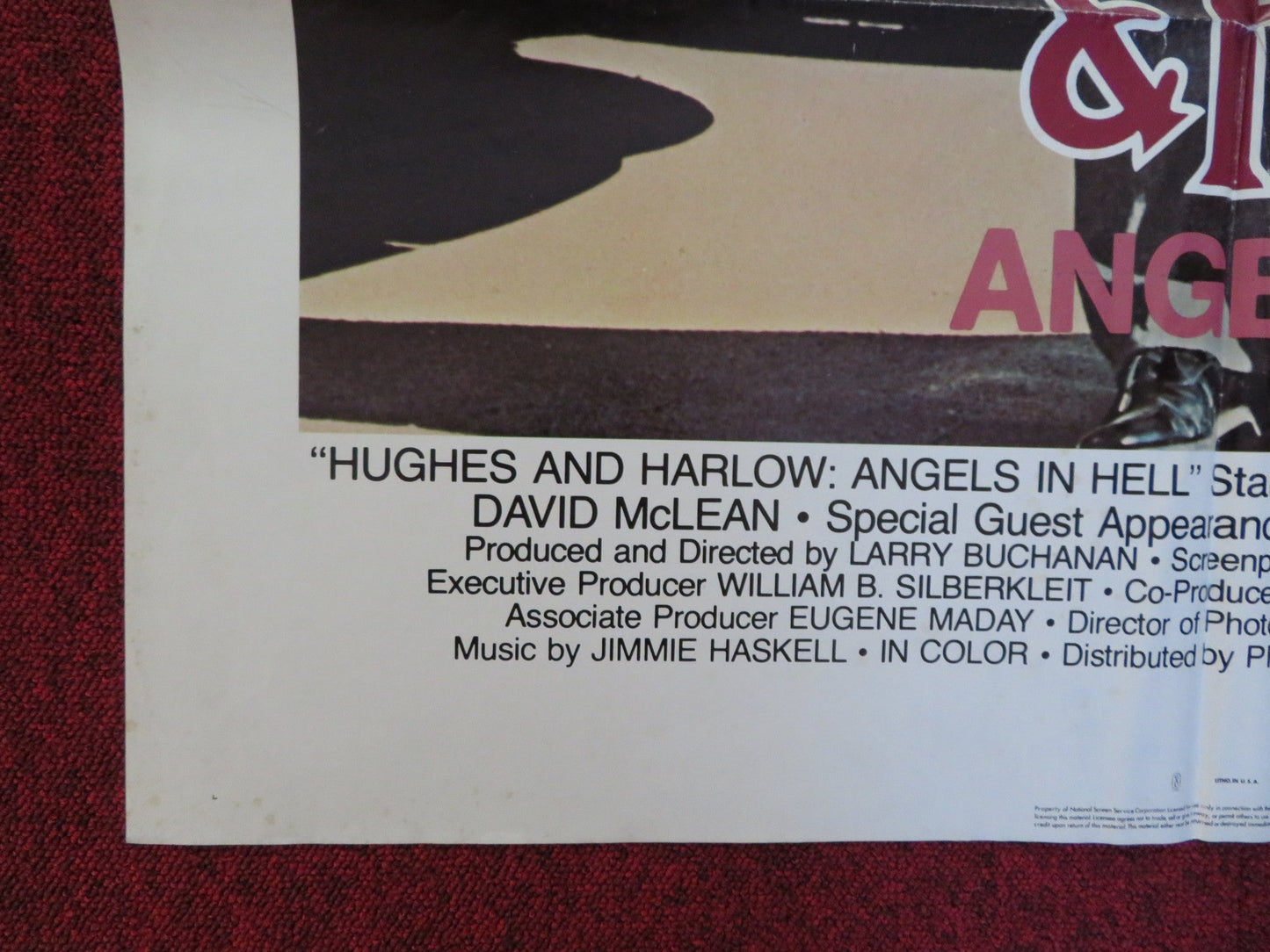 HUGHES AND HARLOW: ANGELS IN HELL FOLDED US ONE SHEET POSTER VICTOR HOLCHAK 1977 Rendezvous Cinema Movie posters