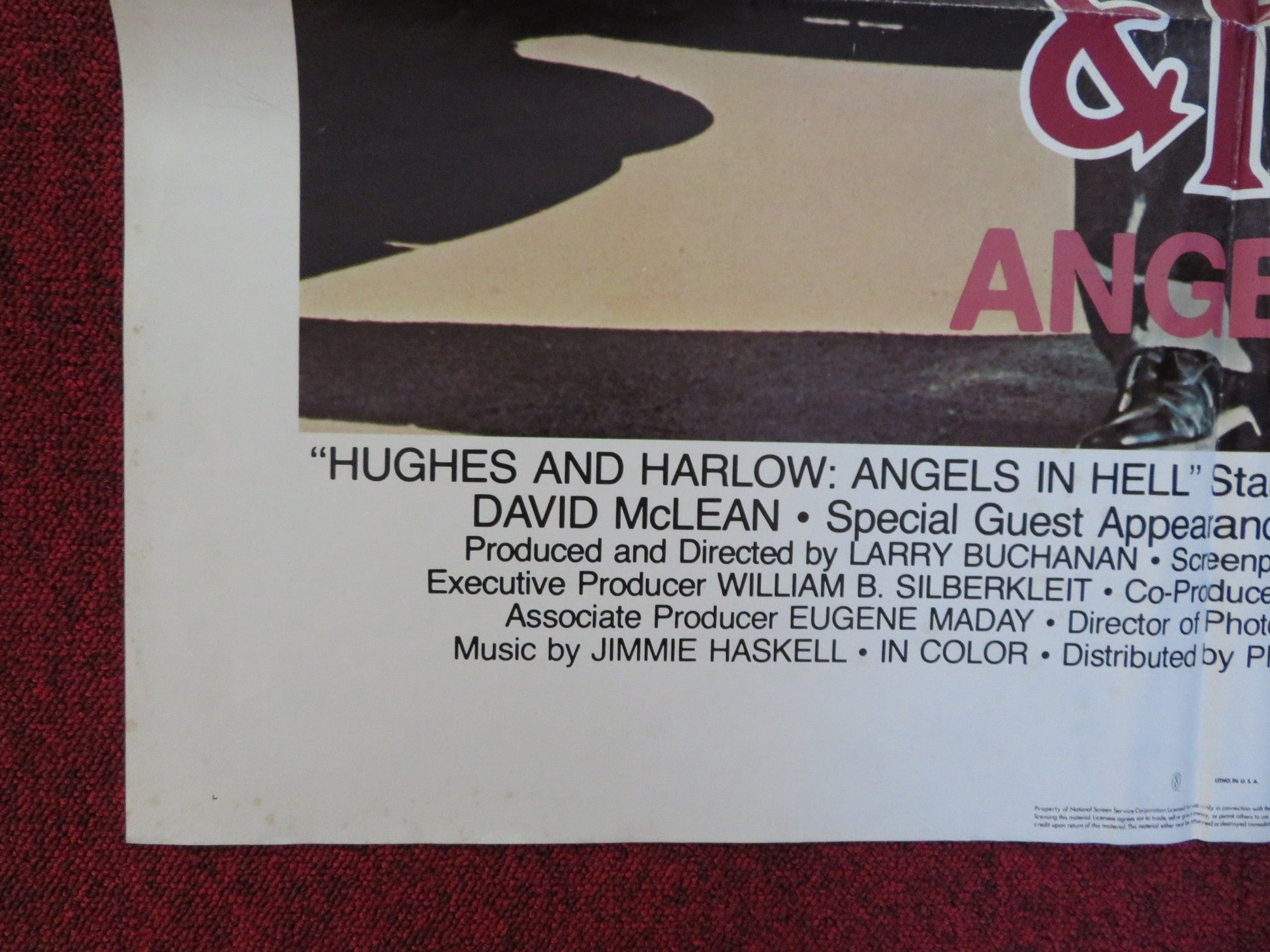 HUGHES AND HARLOW: ANGELS IN HELL FOLDED US ONE SHEET POSTER VICTOR HOLCHAK 1977 Rendezvous Cinema Movie posters