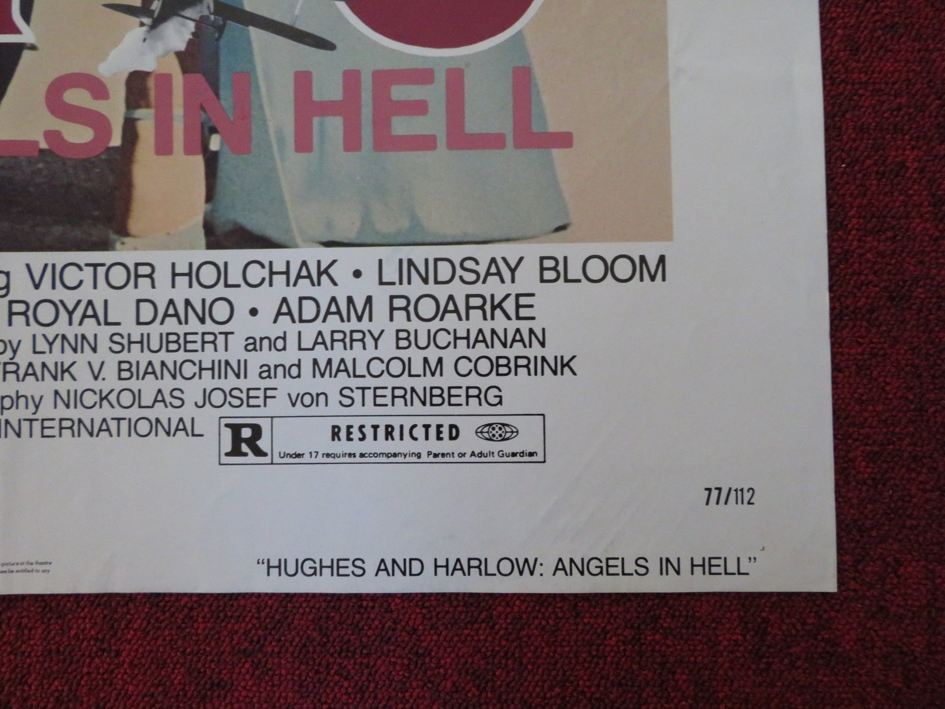 HUGHES AND HARLOW: ANGELS IN HELL FOLDED US ONE SHEET POSTER VICTOR HOLCHAK 1977 Rendezvous Cinema Movie posters