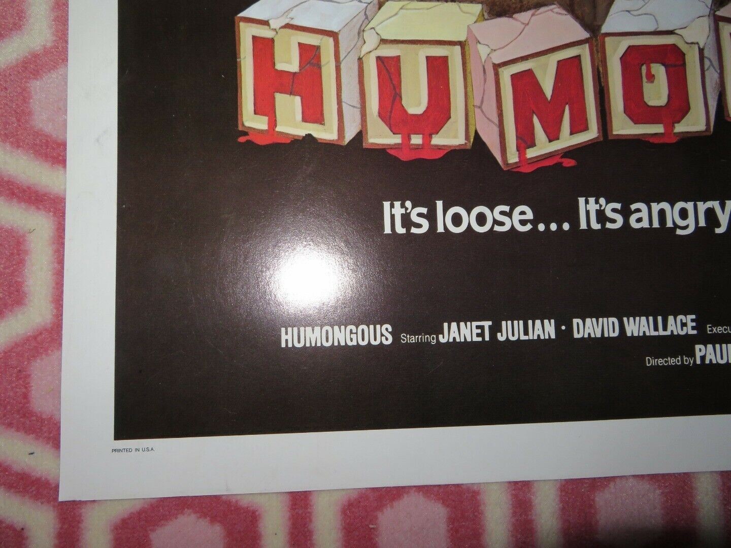 HUMONGUS FOLDED US ONE SHEET POSTER DAVID WALLACE JANET JULIAN 1982 Movie posters