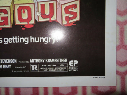 HUMONGUS FOLDED US ONE SHEET POSTER DAVID WALLACE JANET JULIAN 1982 Movie posters