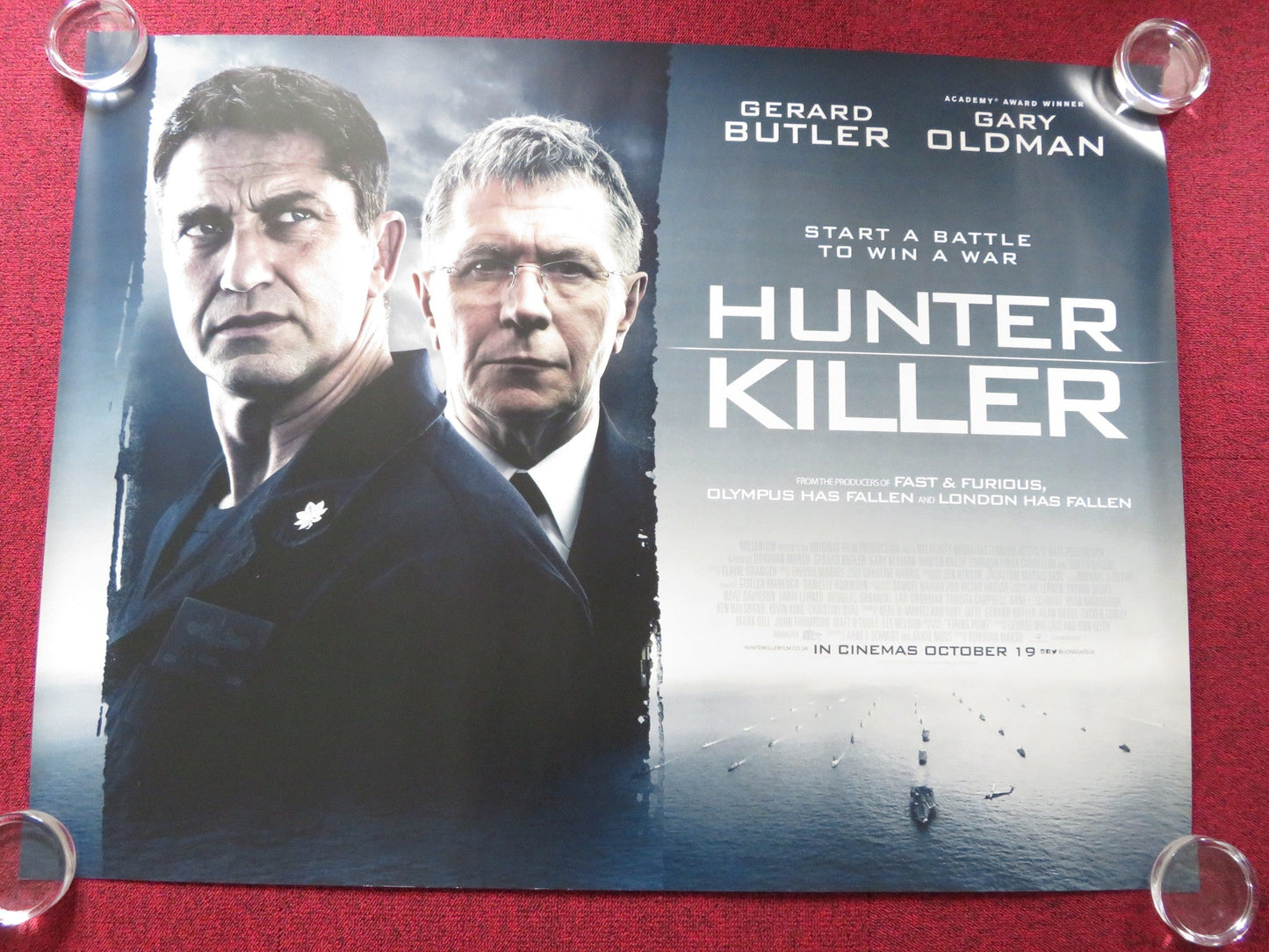 HUNTER KILLER UK QUAD (30"x 40") ROLLED POSTER GERARD BUTLER GARY OLDMAN 2018 Rendezvous Cinema Movie posters
