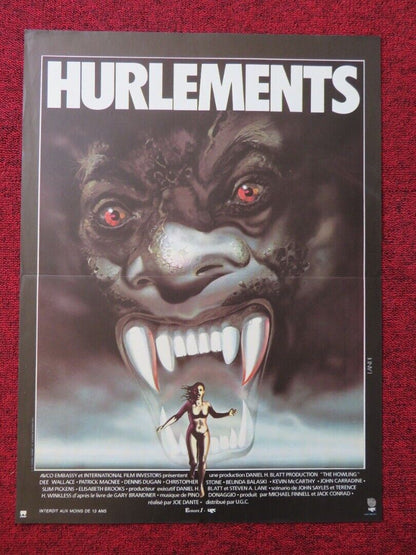 HURLEMENTS / The Howling FRENCH (15.5"x 21") POSTER JOE DANTE DEE WALLACE 1981 Movie posters