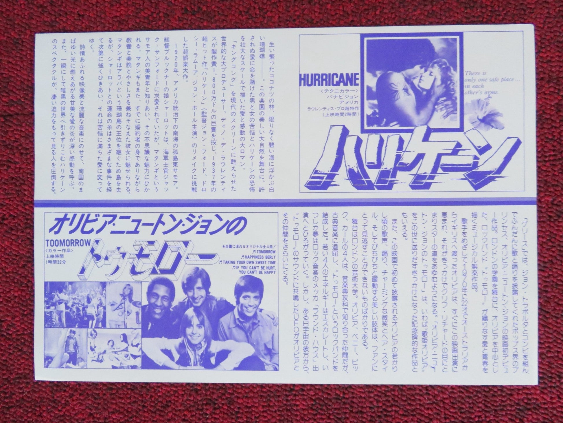 HURRICANE JAPANESE CHIRASHI (B5) POSTER MIA FARROW MAX VON SYDOW 1979 Rendezvous Cinema Movie posters