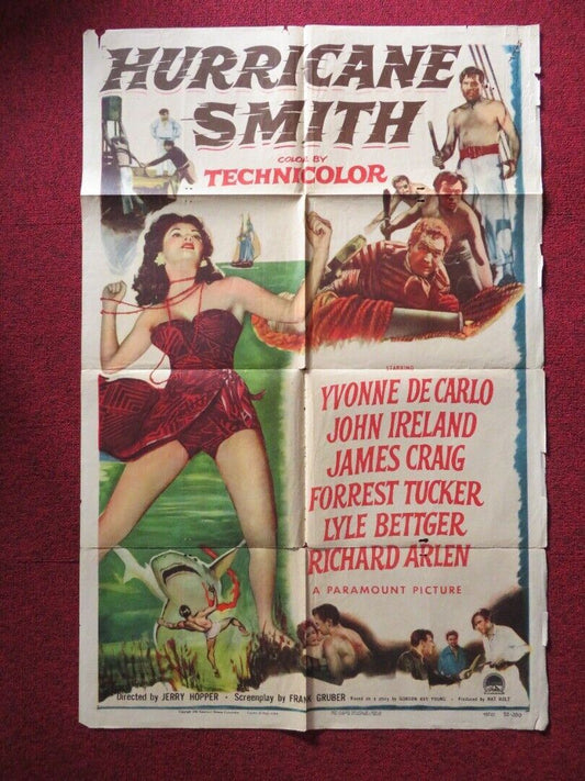 HURRICANE SMITH FOLDED US ONE SHEET POSTER YVONNE DE CARLO JOHN IRELAND 1952 Movie posters