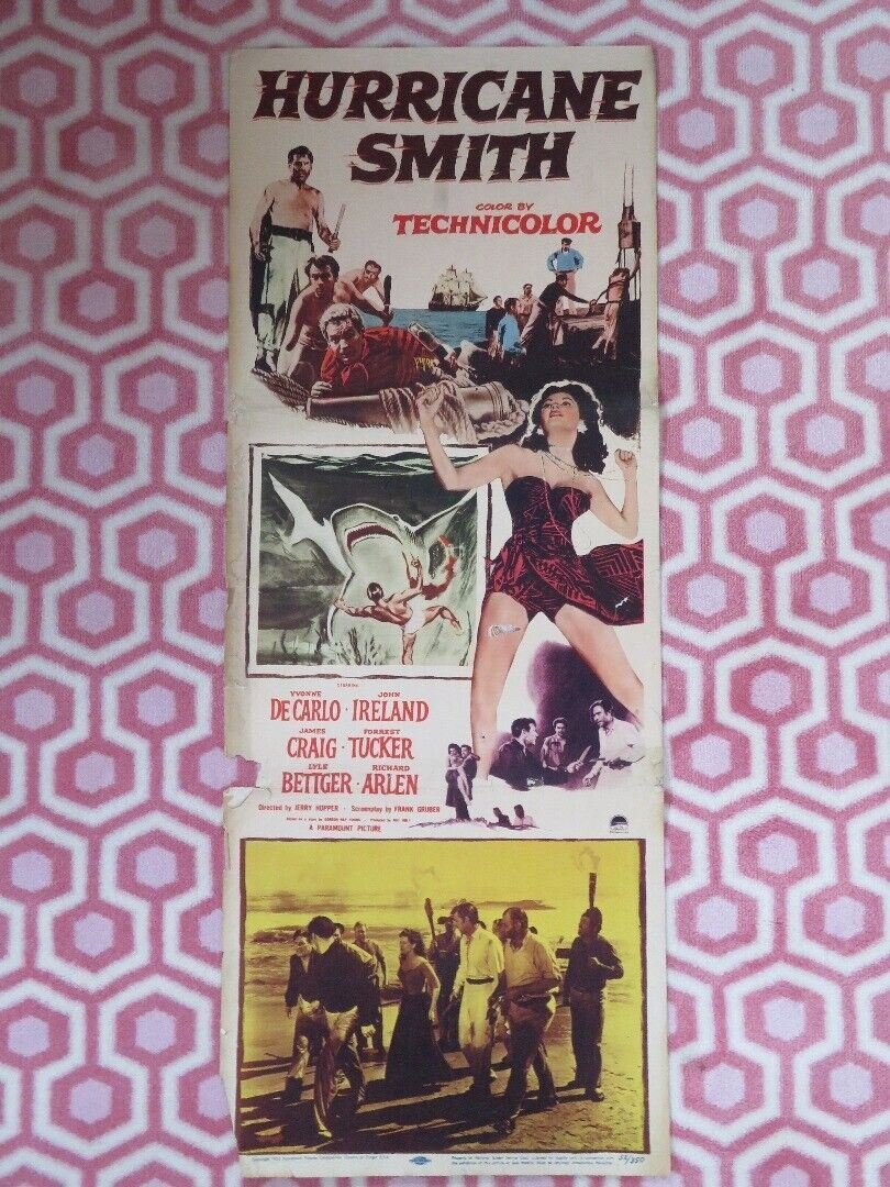 HURRICANE SMITH US INSERT (14"x 36") POSTER YVONNE DE CLARLO JOHN IRELAND 1952 Movie posters