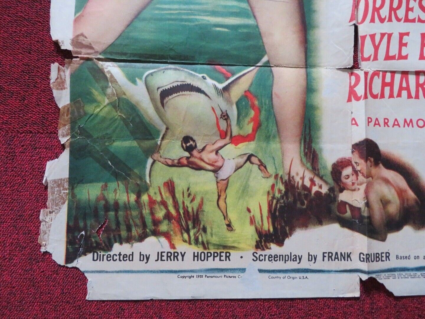 HURRUCANE SMITH FOLDED US ONE SHEET POSTER YVONNE DE CARLO JOHN IRELAND 1952 Movie posters