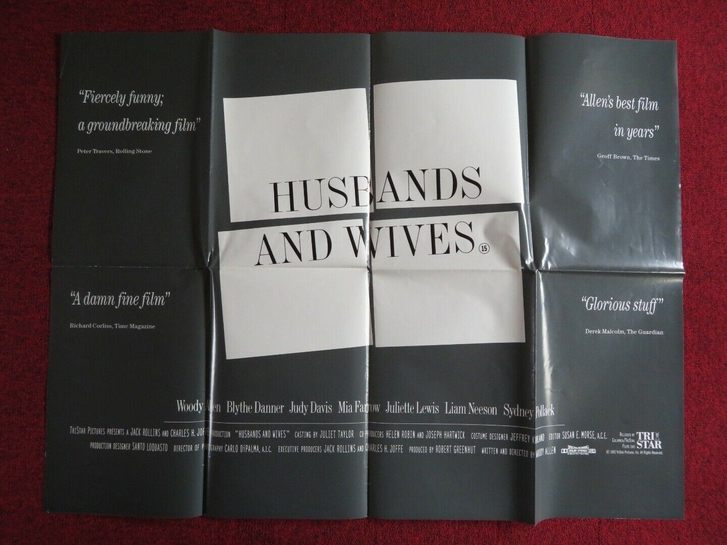 HUSBANDS AND WIVES UK QUAD POSTER NICK METROPOLIS WOODY ALLEN 1992 Movie posters