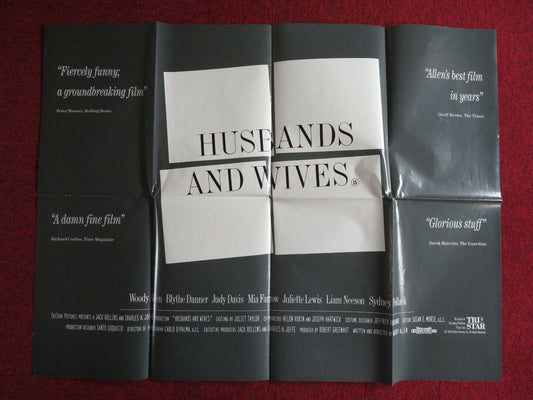 HUSBANDS AND WIVES UK QUAD POSTER NICK METROPOLIS WOODY ALLEN 1992 Movie posters