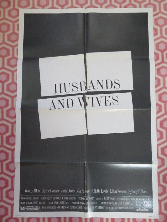 HUSBANDS AND WIVES US ONE SHEET POSTER WOODY ALLEN JULIETTE LEWIS 1992 Movie posters