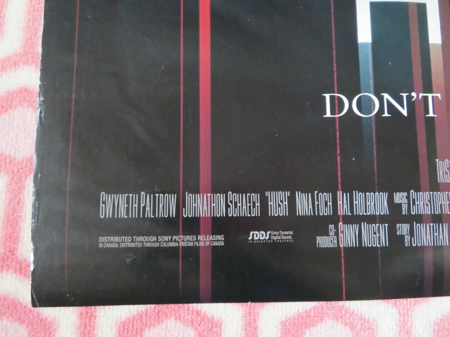 HUSH US ONE SHEET ROLLED POSTER JESSICA LANGE GWYNETH PALTROW 1998 Movie posters