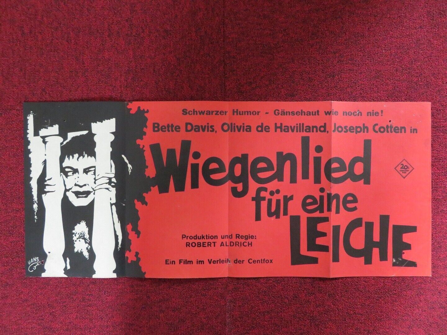 HUSH...HUSH, SWEET CHARLOTTE GERMAN POSTER (27"x 11.5") BETTE DAVIS 1964 Movie posters