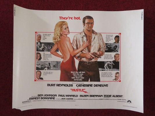 HUSTLE US HALF SHEET (22"x 28") POSTER BURT REYNOLDS CATHERINE DENEUVE 1975 Movie posters