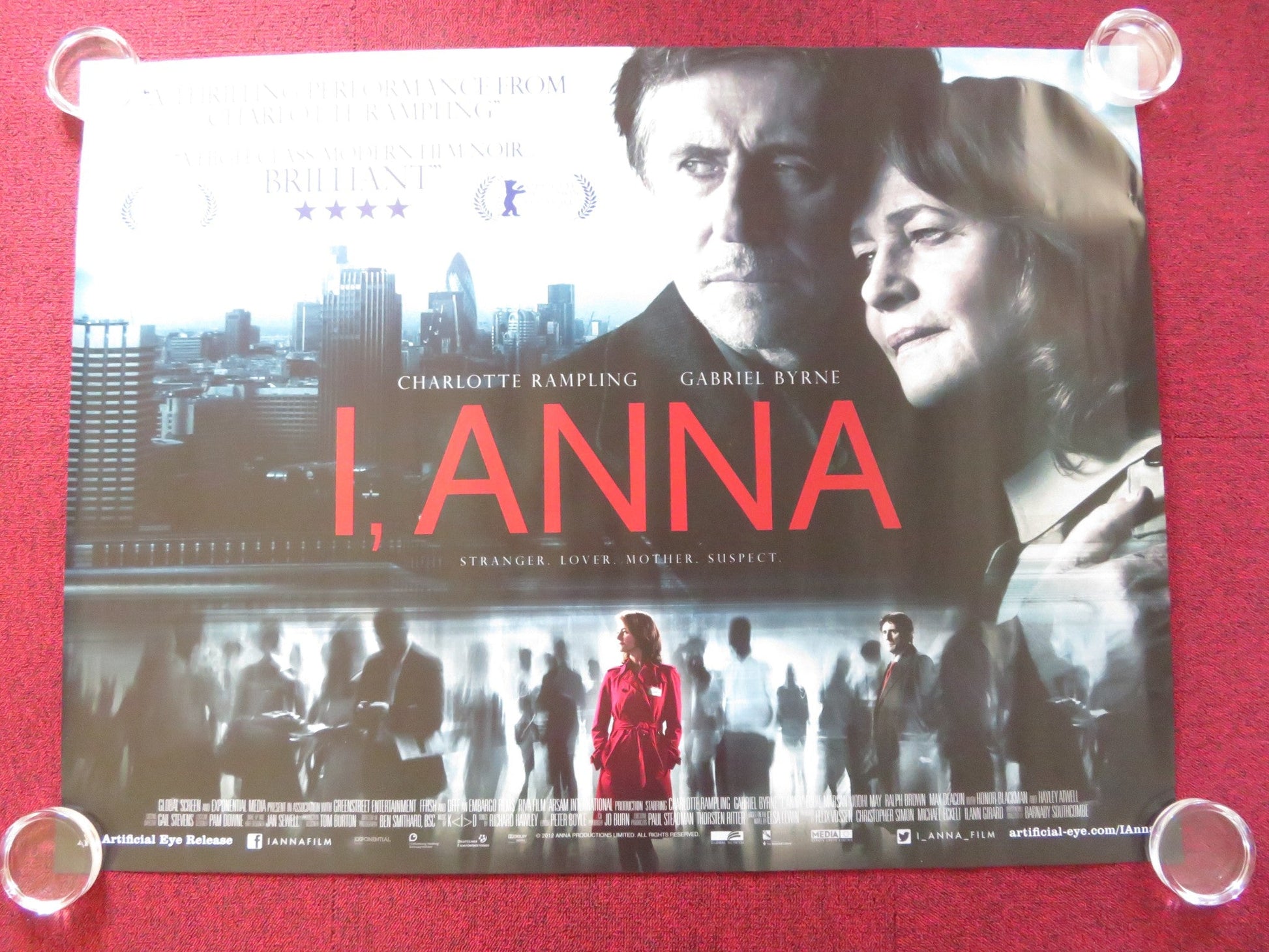 I, ANNA UK QUAD ROLLED POSTER CHARLOTTE RAMPLING GABRIEL BYRNE 2012 Rendezvous Cinema Movie posters