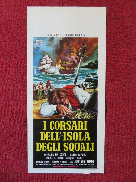I CORSARI DELL'ISOLA DEGLI SQUALI ITALIAN LOCANDINA (27.5"x13") POSTER 1972 Movie posters