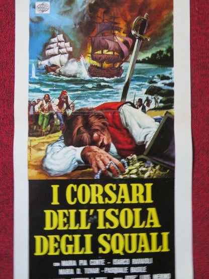 I CORSARI DELL'ISOLA DEGLI SQUALI ITALIAN LOCANDINA (27.5"x13") POSTER 1972 Movie posters