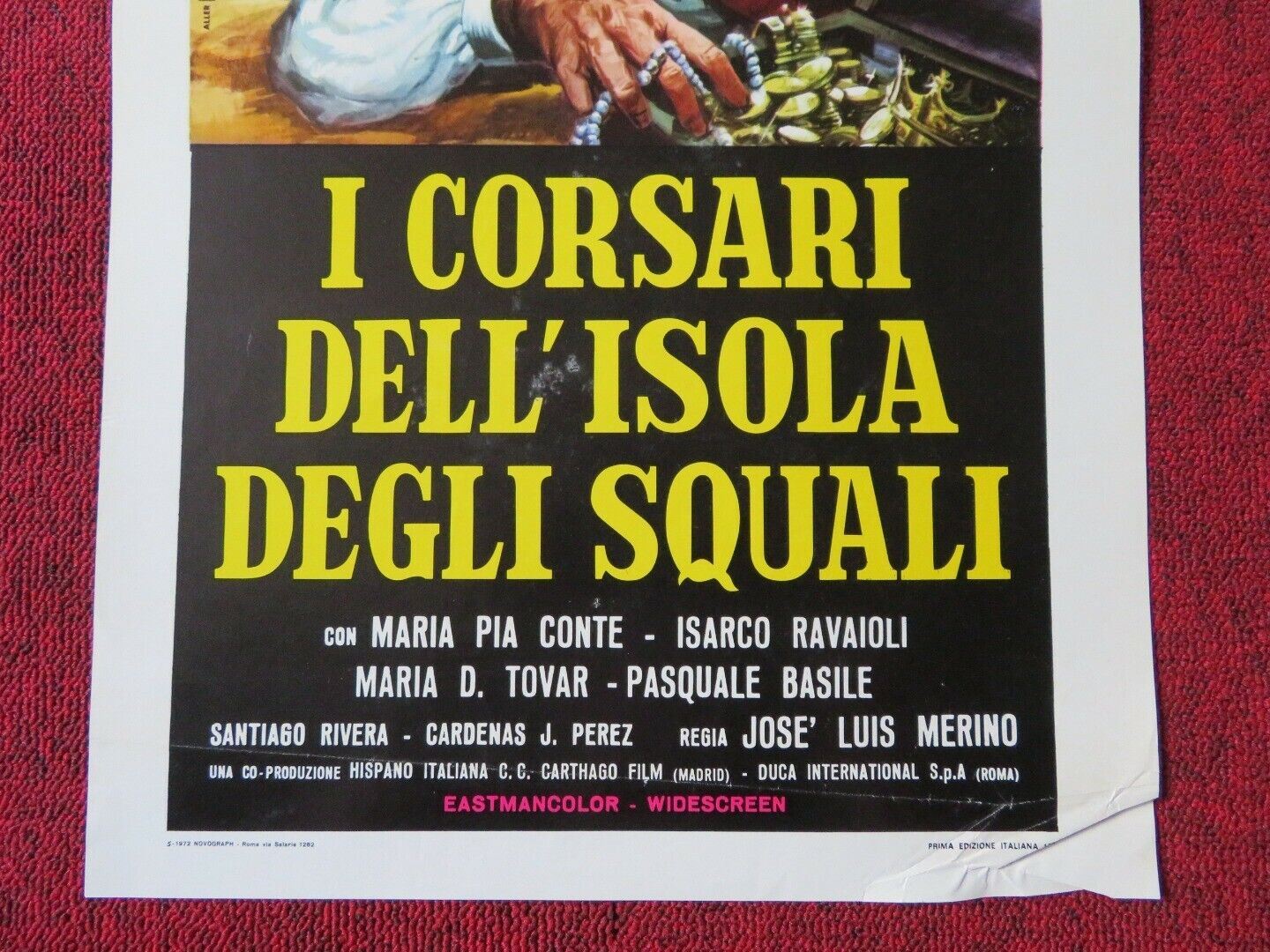 I CORSARI DELL'ISOLA DEGLI SQUALI ITALIAN LOCANDINA (27.5"x13") POSTER 1972 Movie posters
