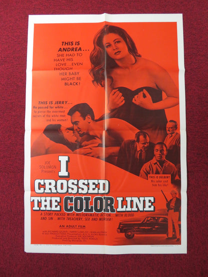 I CROSSED THE COLOR LINE FOLDED US ONE SHEET POSTER GILDEN RIMA KUTNER 1966 Rendezvous Cinema Movie posters