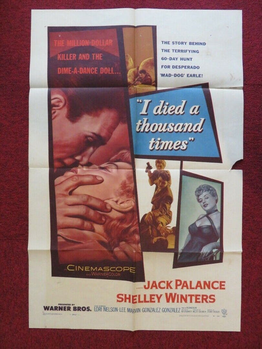 I DIED A THOUSDAND TIMES FOLDED US ONE SHEET POSTER JACK PALLANCE 1955 Movie posters
