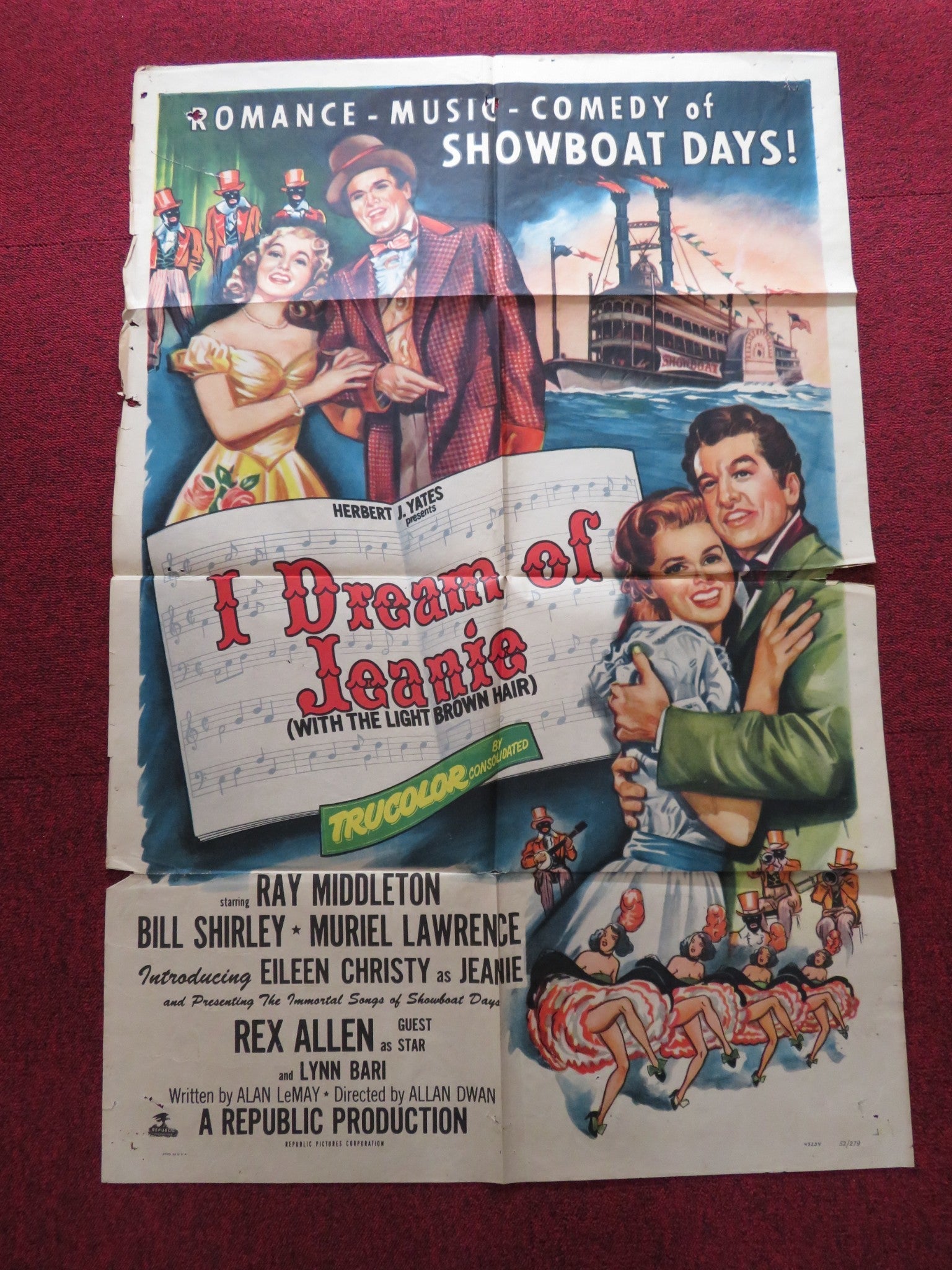 I DREAM OF JEANIE FOLDED US ONE SHEET POSTER RAY MIDDLETON BILL SHIRLEY 1952 Rendezvous Cinema Movie posters