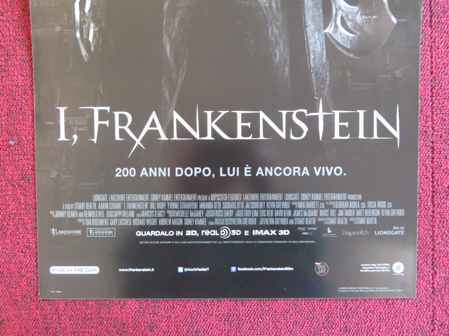 I, FRANKENSTEIN ITALIAN LOCANDINA POSTER AARON ECKHART BILL NIGHY 2014 Rendezvous Cinema Movie posters