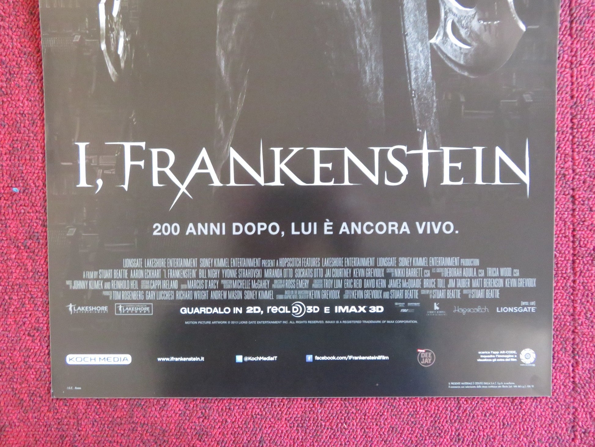 I, FRANKENSTEIN ITALIAN LOCANDINA POSTER AARON ECKHART BILL NIGHY 2014 Rendezvous Cinema Movie posters