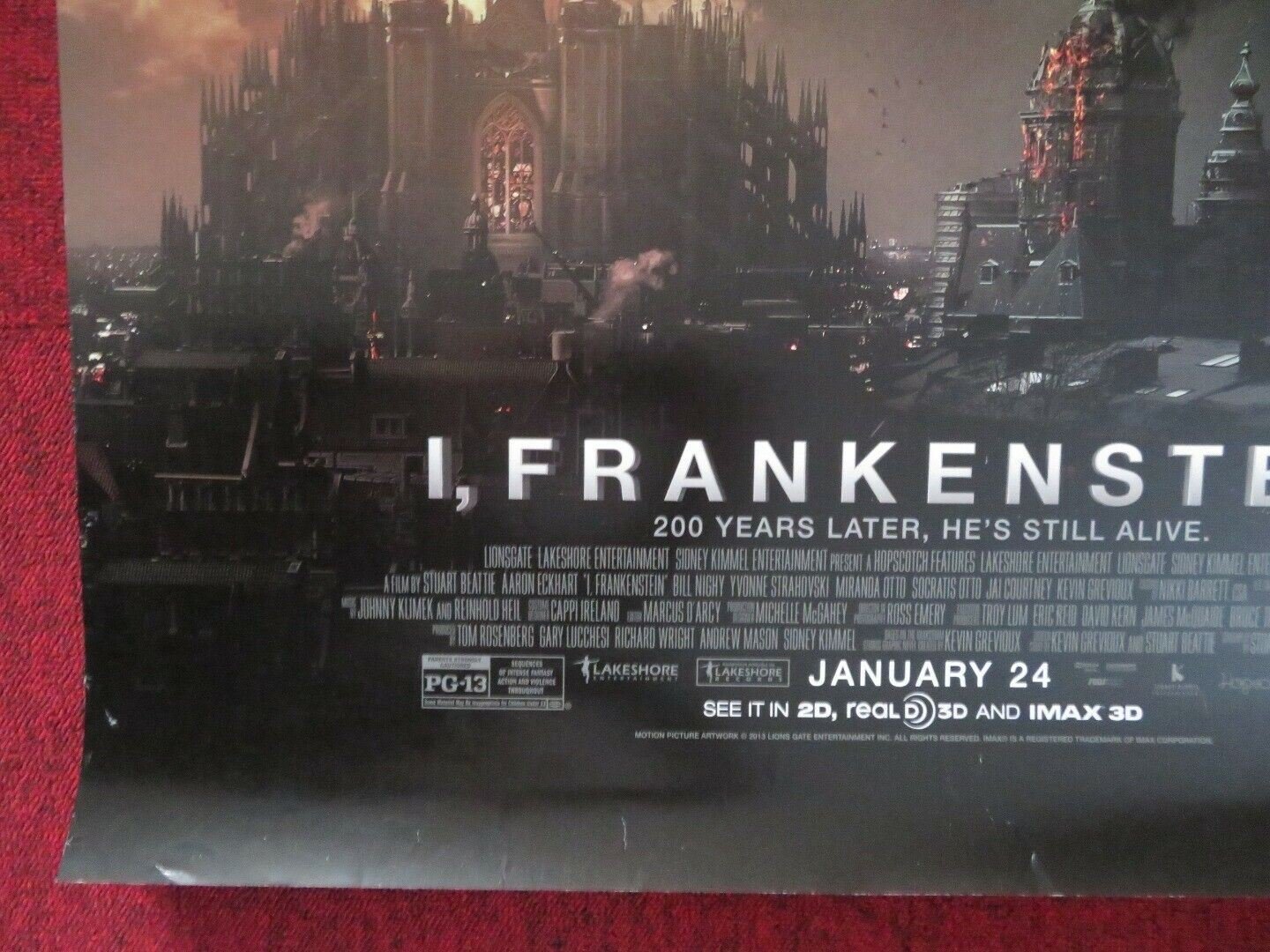 I, FRANKENSTEIN US ONE SHEET ROLLED POSTER STUART BEATTIE BILL NIGHY 2014 Movie posters