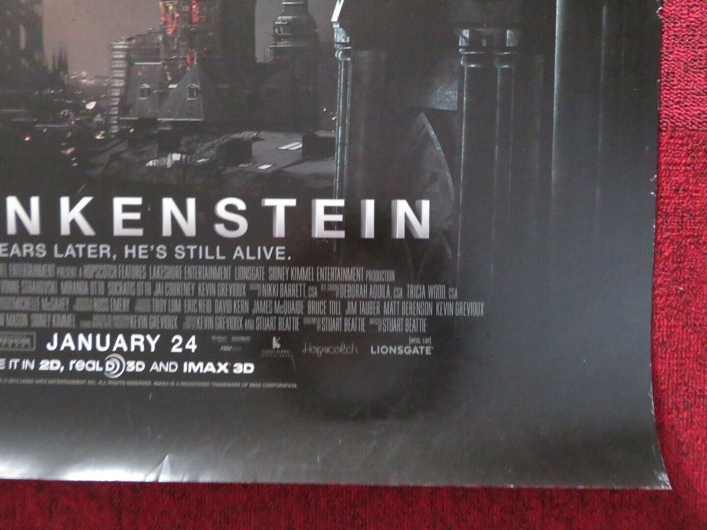 I, FRANKENSTEIN US ONE SHEET ROLLED POSTER STUART BEATTIE BILL NIGHY 2014 Movie posters
