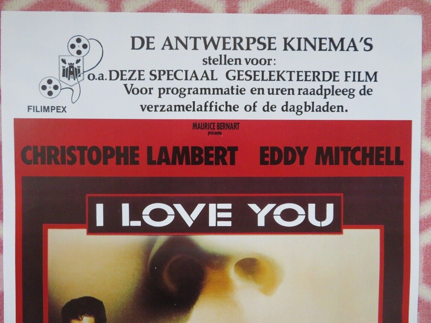 I LOVE YOU BELGIUM (22"x14") POSTER CHRISTOPHE LAMBERT EDDY MITCHELL 1986 Movie posters