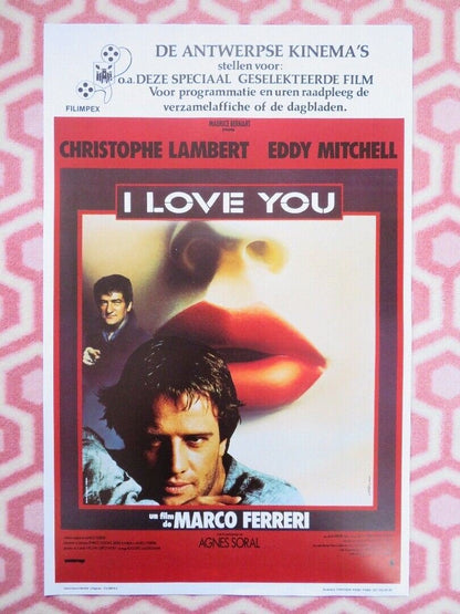 I LOVE YOU BELGIUM (22"x14") POSTER CHRISTOPHE LAMBERT EDDY MITCHELL 1986 Movie posters