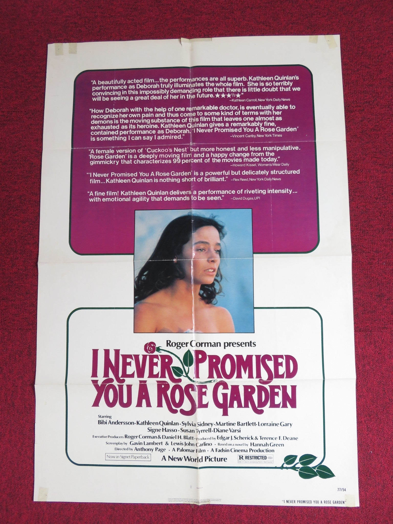I NEVER PROMISED YOU A ROSE GARDEN FOLDED US ONE SHEET POSTER K. QUINLAN 1977 Rendezvous Cinema Movie posters