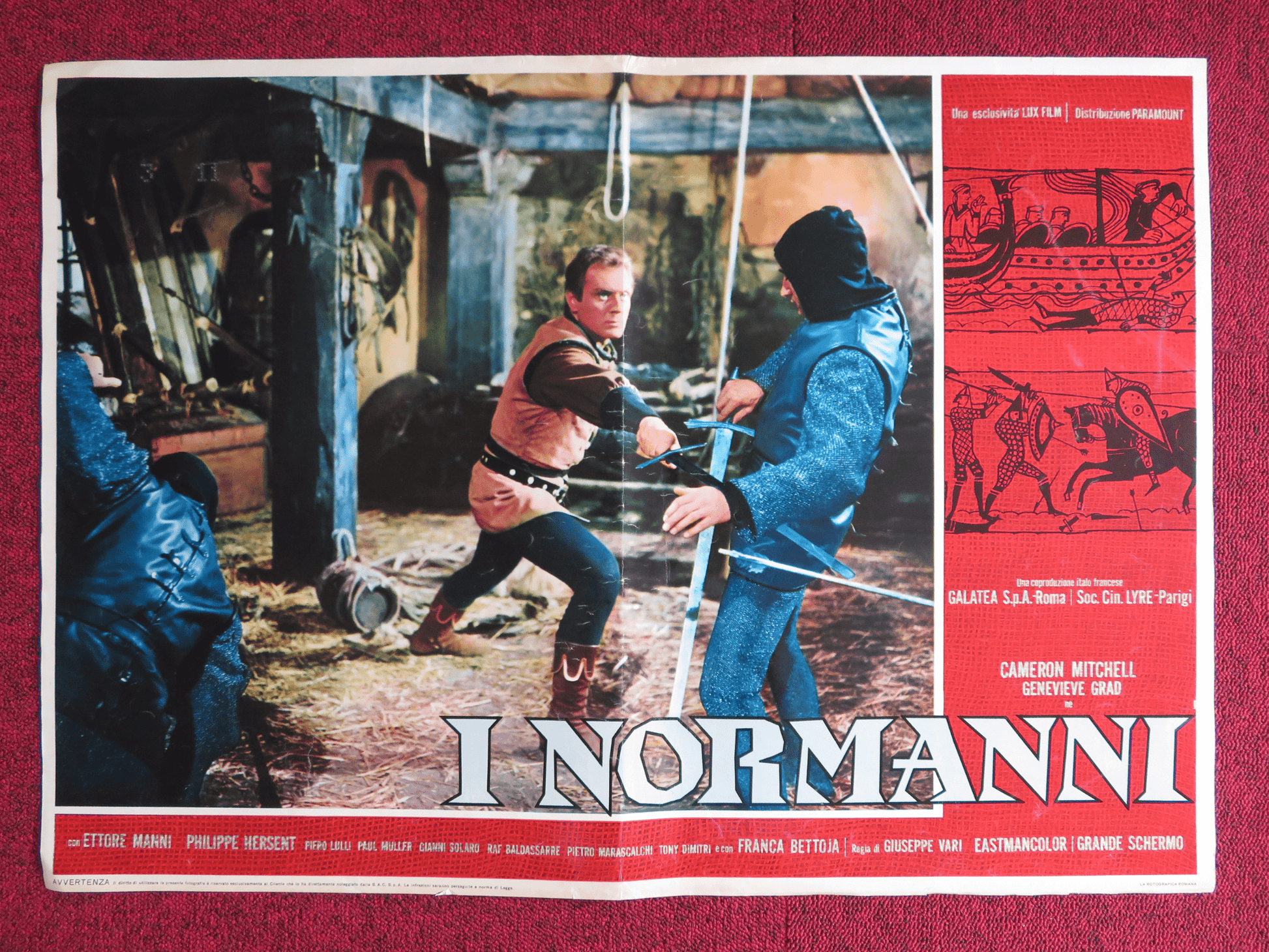 I NORMANNI ITALIAN FOTOBUSTA POSTER NICK CRAVAT BURT LANCASTER 1962 Rendezvous Cinema Movie posters