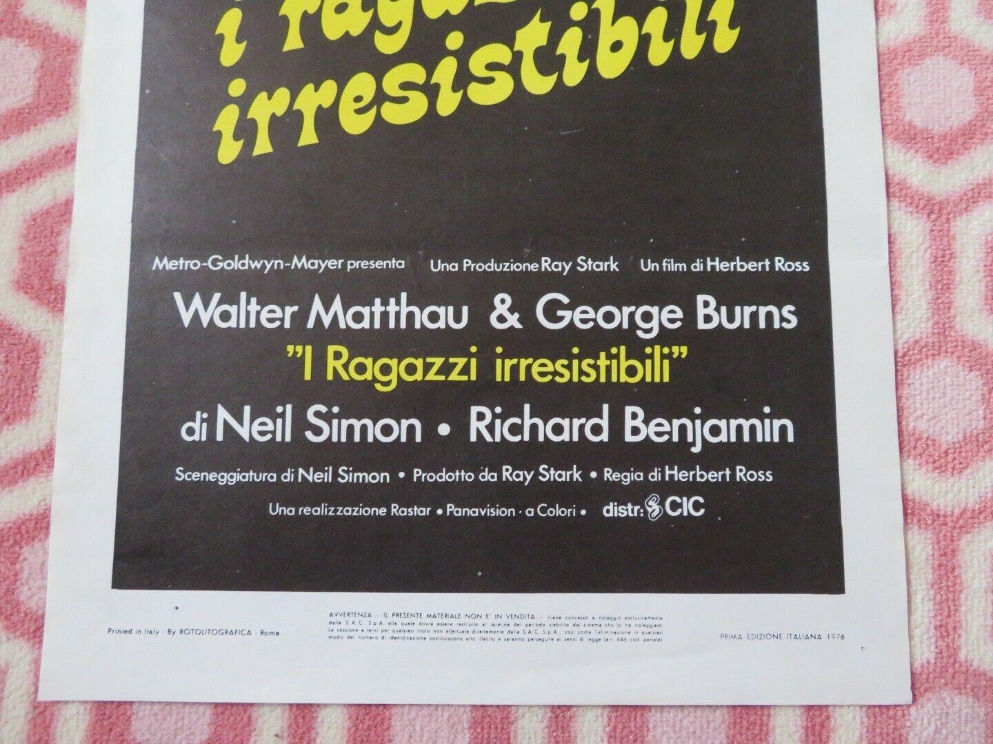 I RAGAZZI IRRESISTIBILI ITALIAN LOCANDINA (27.5"x13.5") POSTER W MATTHAU 1976 Movie posters