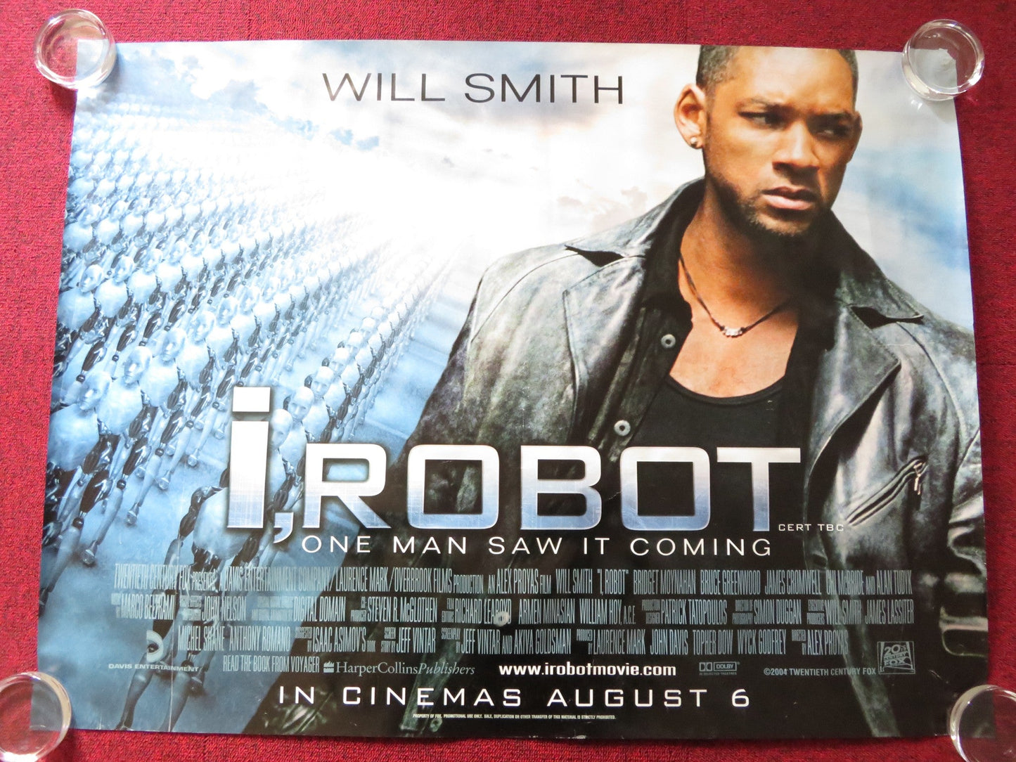 I, ROBOT UK QUAD (30"x 40") ROLLED POSTER WILL SMITH BRIDGET MOYNAHAN 2004 Rendezvous Cinema Movie posters