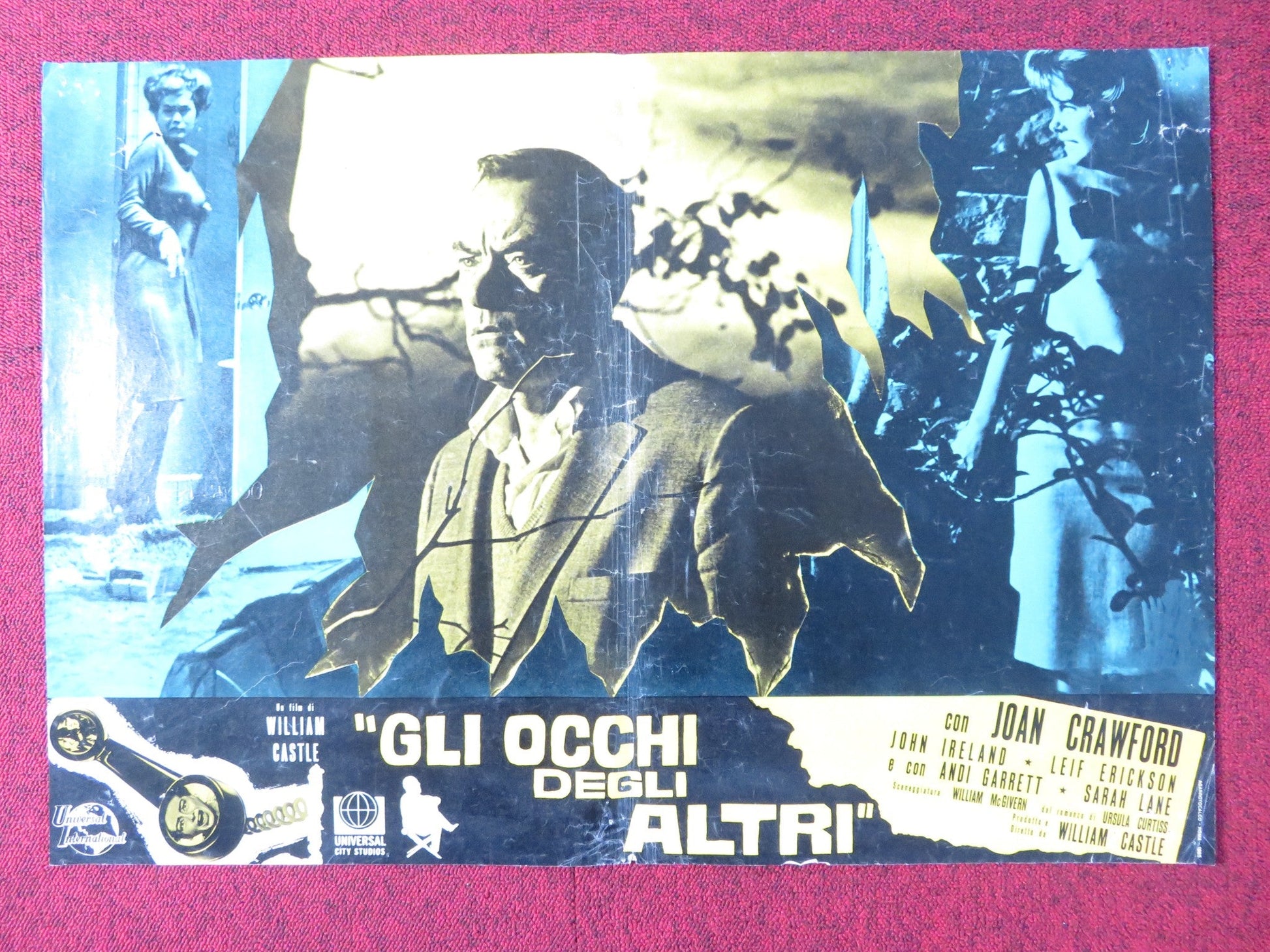 I SAW WHAT YOU DID - A ITALIAN FOTOBUSTA POSTER JOAN CRAWFORD JOHN IRELAND 1965 Rendezvous Cinema Movie posters