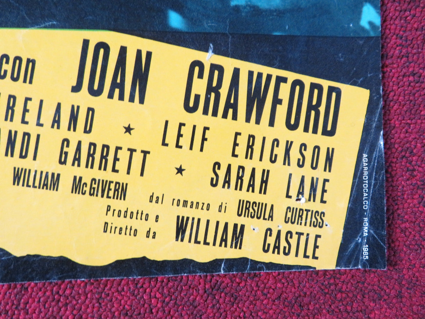 I SAW WHAT YOU DID - A ITALIAN FOTOBUSTA POSTER JOAN CRAWFORD JOHN IRELAND 1965 Rendezvous Cinema Movie posters
