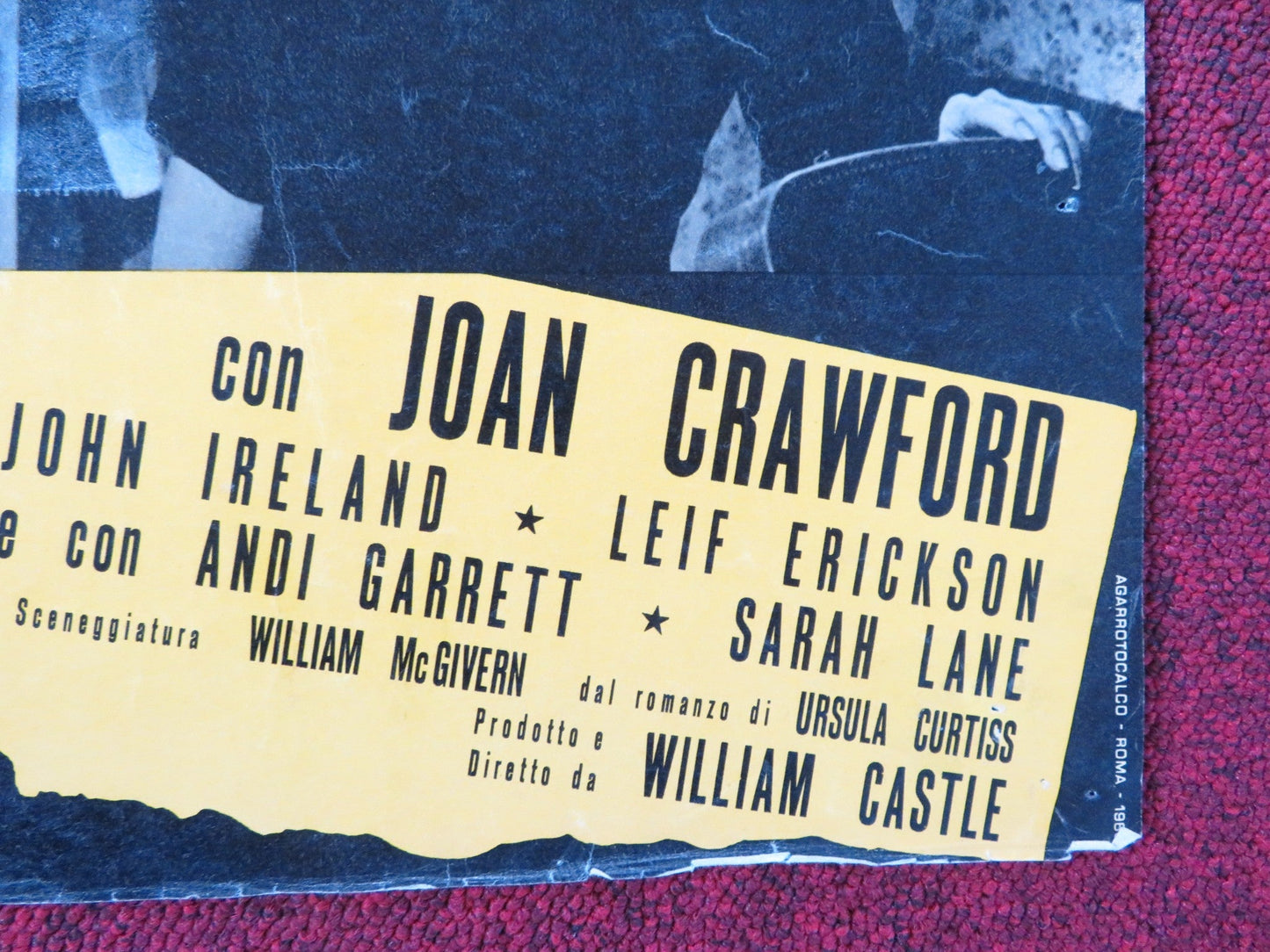 I SAW WHAT YOU DID - E ITALIAN FOTOBUSTA POSTER JOAN CRAWFORD JOHN IRELAND 1965 Rendezvous Cinema Movie posters